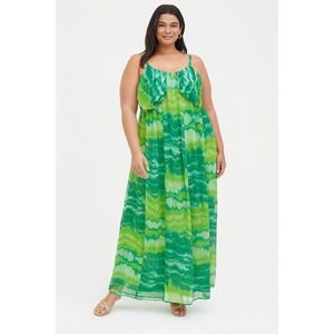 Japna Womens Dress 2X Green‎ Lined Sheer Beach Wedding Guest  Mermaidcore Maxi